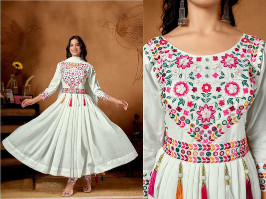 Heavy Roman Silk With Embroidery Sequence Work Anarkali Gown