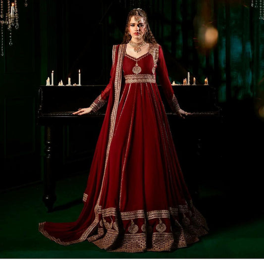Faux Georgette With Thread & Sequence With 4-Side Work Border Work Dupatta Type Anarkali Gown