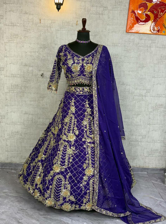 Tubby Silk With Coding Sequins Work With Cancan & Canvas Patta Lehenga Choli