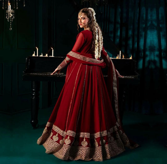 Faux Georgette With Thread & Sequence With 4-Side Work Border Work Dupatta Type Anarkali Gown