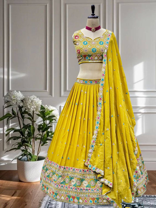 Star Georgette With Sequins And Thread Embroidery Work With Cancan And Canvas Lehenga Choli