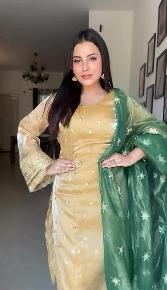 PURE JIMMY CHOO SILK WITH ATTRACTIVE & BEAUTIFUL EMBROIDERY SEQUENCE AND CODING WORK KURTI