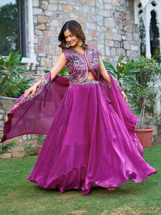 Pure Fendy Silk With Heavy Embroidery Sequence & Thred Work With Canvas And Cancan Lehenga Choli