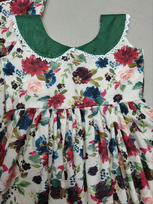 REYON PRINTED FULL FLAIR WITH SAILOR COLLAR AND ATTACHED WITH LESS BORDER