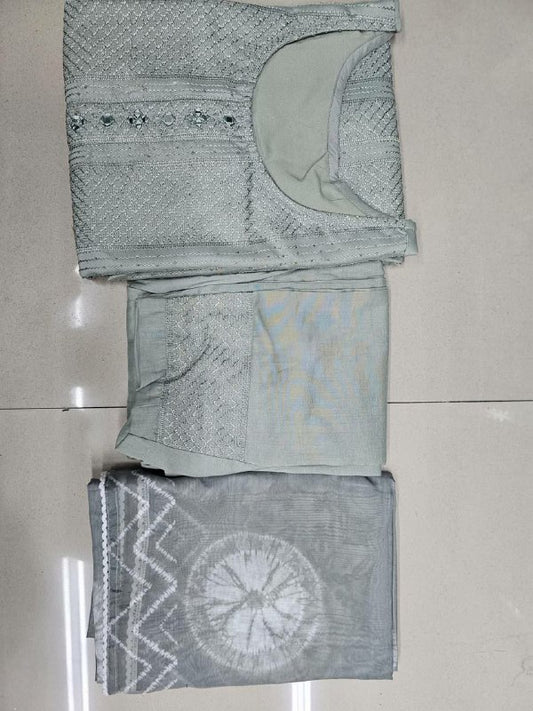 Pure RASIAN Silk With Sequence Crosed Work kurti