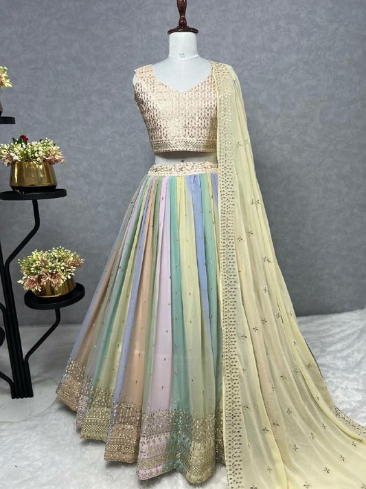 CHINON SILK WITH DIGITAL PRINT AND EMBROIDERY SEQUENCE DESIGN WORK