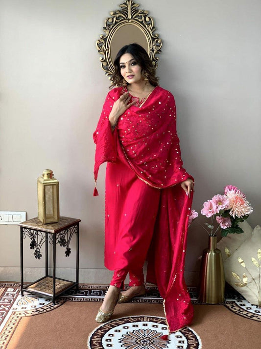 RAYON SLUB WITH SEQUENCE COADING EMBROIDERY WORK