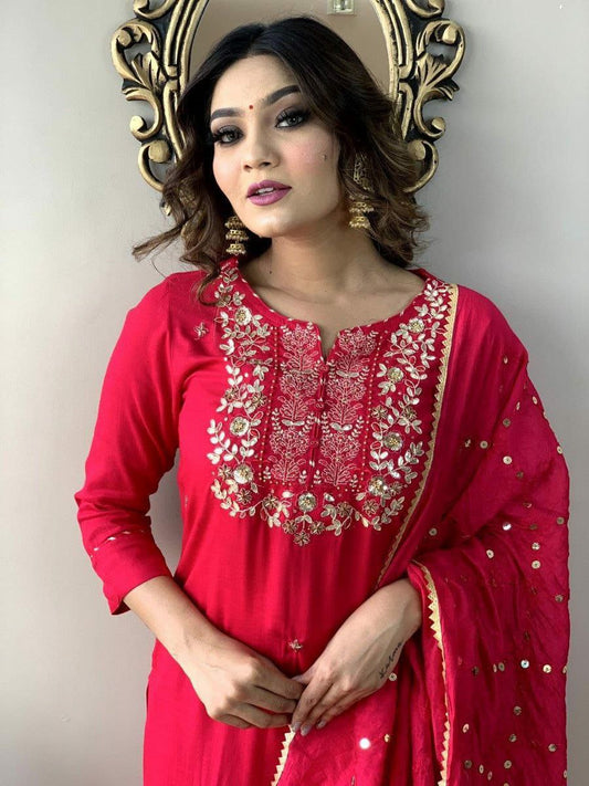 RAYON SLUB WITH SEQUENCE COADING EMBROIDERY WORK