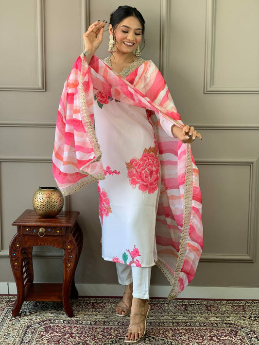 PURE MUSLIN WITH SEQUENCE CODING EMBROIDERY WORK KURTI