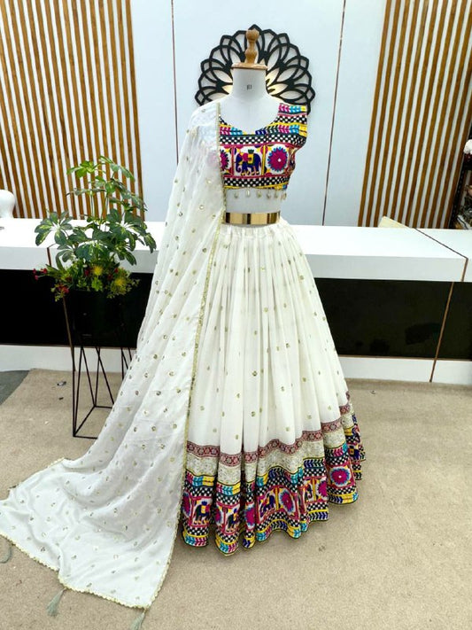 Heavy Chinon With Heavy Embroidery Sequence Work and Real Mirror Handwork With Latkan Dori