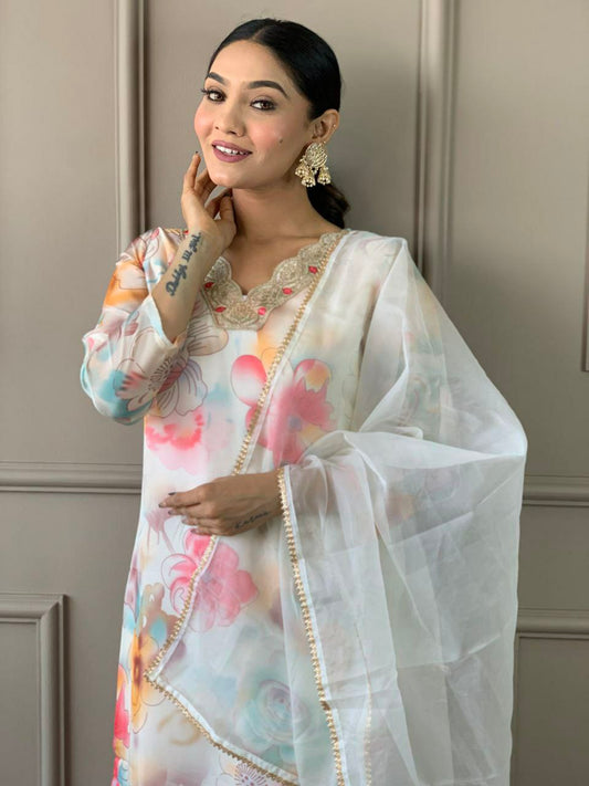 PURE ORGANZA WITH SEQUENCE CODING EMBROIDERY WORK