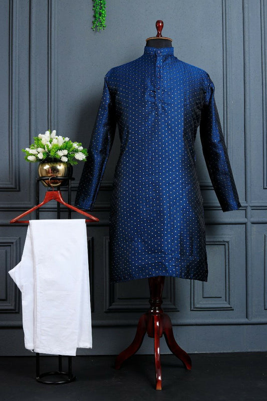Designer Jacquard Printed Stitched men's Festive Kurta