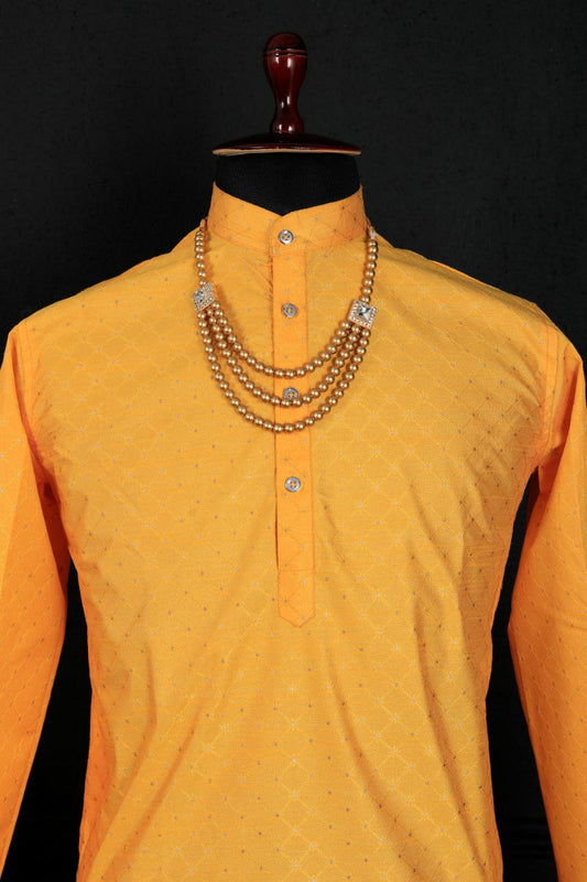 Designer Jacquard Printed Stitched men's Festive Kurta
