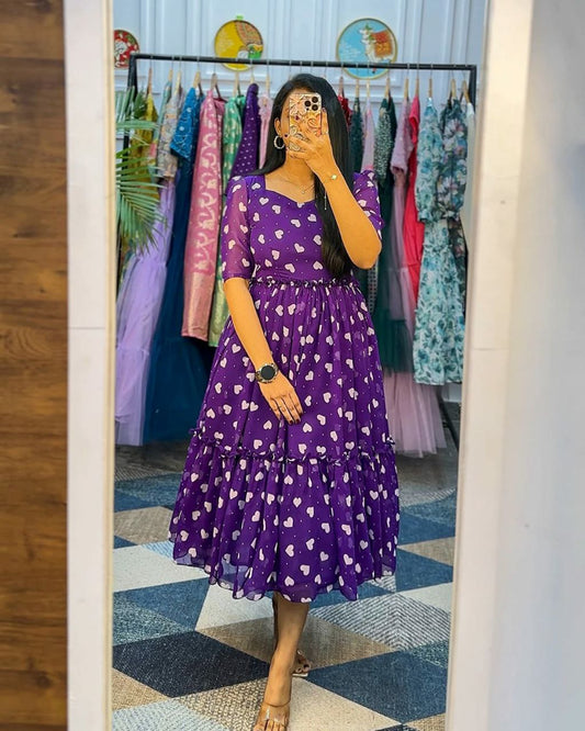 New Arrival Frock Design In Purple And Black