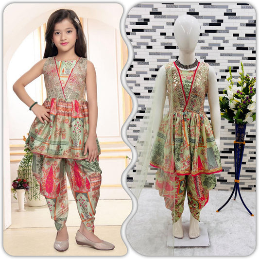 Heavy Chinon Silk With Digital Print work Dhoti Salwar