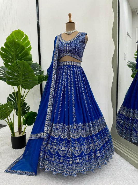 Lehengha Choli Sequnce with thread with fourside lace broder