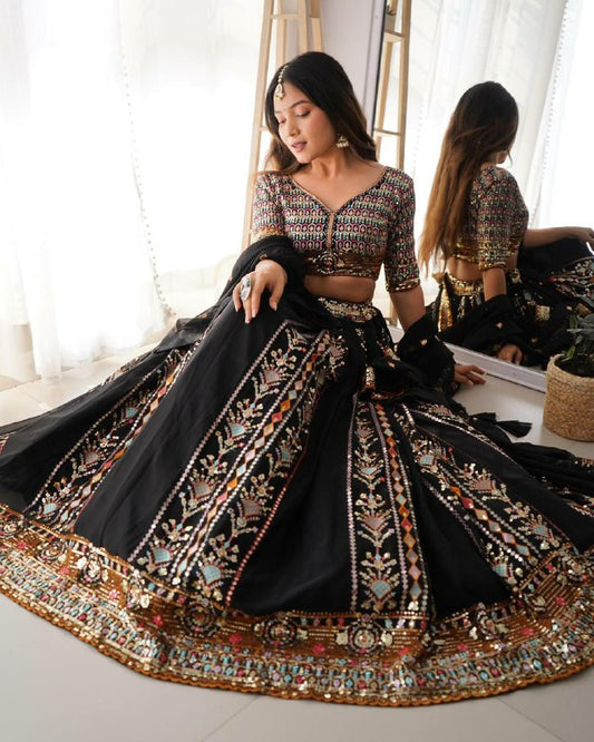 BLACK LEHENGA CHOLI FOR WOMEN FOR NAVRATRI AND WEDDING