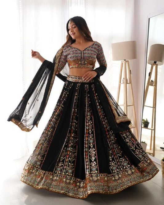 BLACK LEHENGA CHOLI FOR WOMEN FOR NAVRATRI AND WEDDING