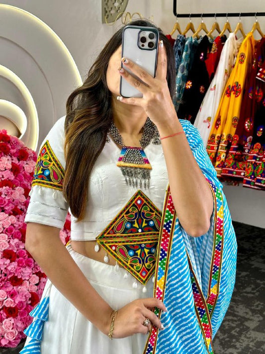 WHITE COTTON LEHENGA CHOLI