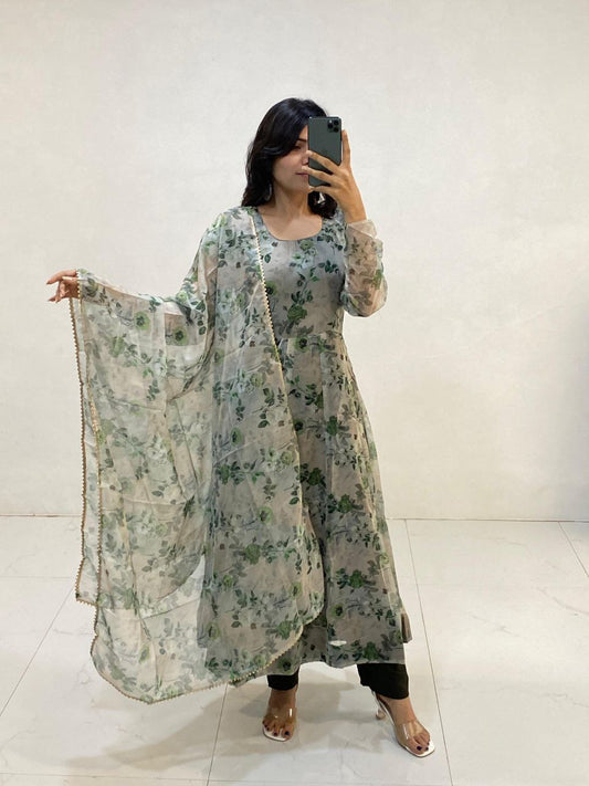 ORGANZA SOFT FULLY FLAIR PRINTED KURTI