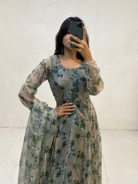 ORGANZA SOFT FULLY FLAIR PRINTED KURTI