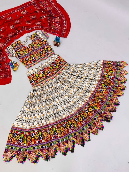Pure Heavy Cotton WITH Print with sequence work and Real Mirror Work Lehenga Choli