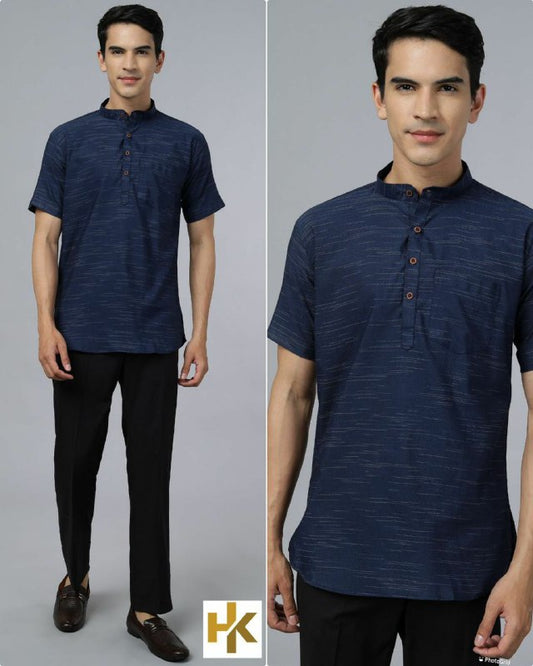 Short Sleeves Khadhi kurta with pocket in 4 colors