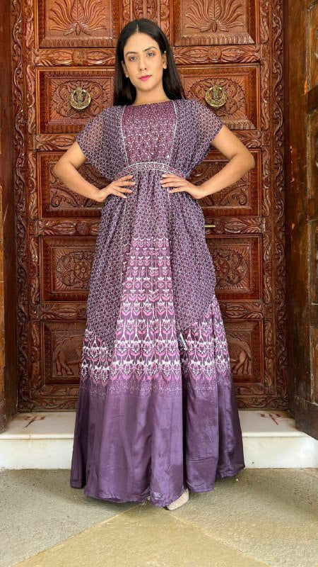 DESIGNER PANNEL GOWN WITH JACKET AND BELT