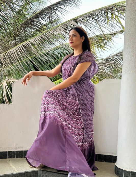 DESIGNER PANNEL GOWN WITH JACKET AND BELT