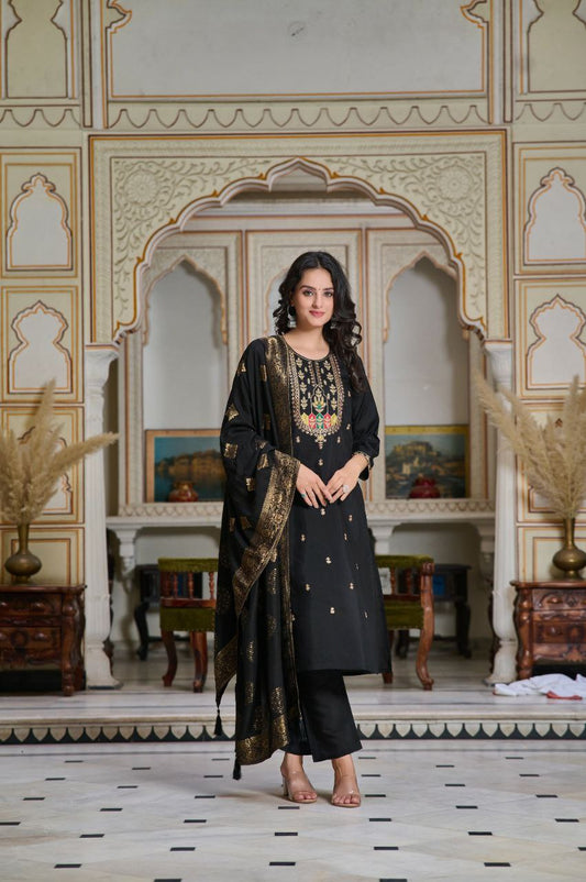 PV CHANDERI with attractive Embroidery Kurti
