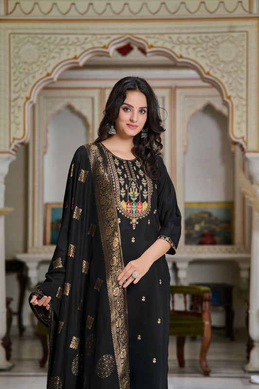PV CHANDERI with attractive Embroidery Kurti