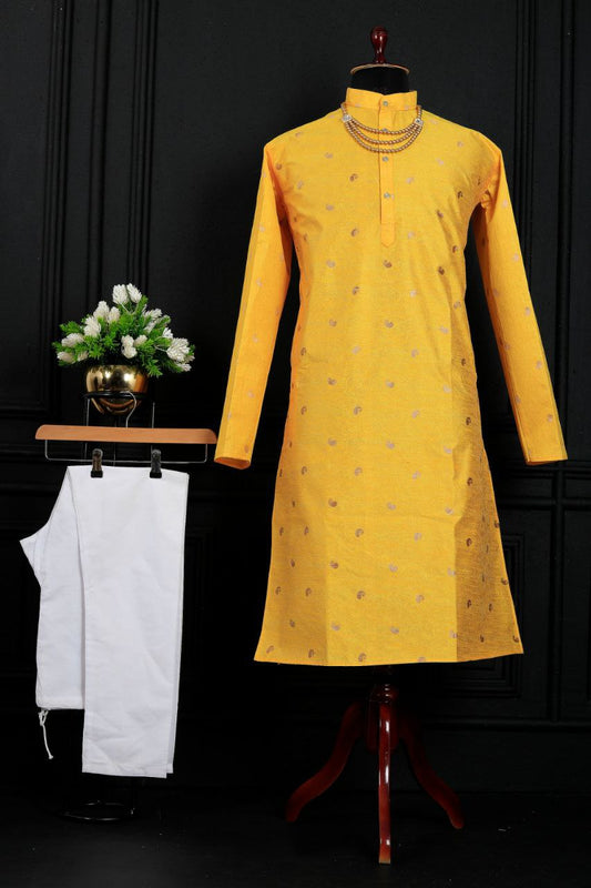 Designer Jacquard Printed Stitched men's Festive Kurta Traditional men's wear wedding Kurta