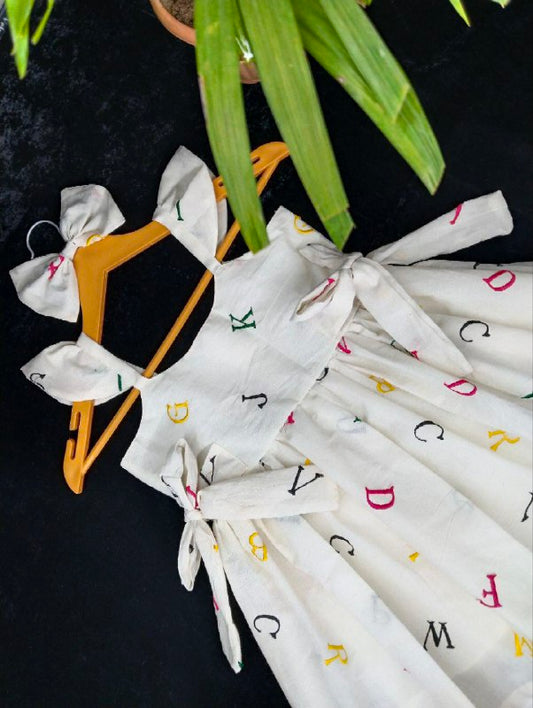 POUR COTTON THREADS WORK FULL FLAIR ATTACHED TWO SIDE BELT FROCK