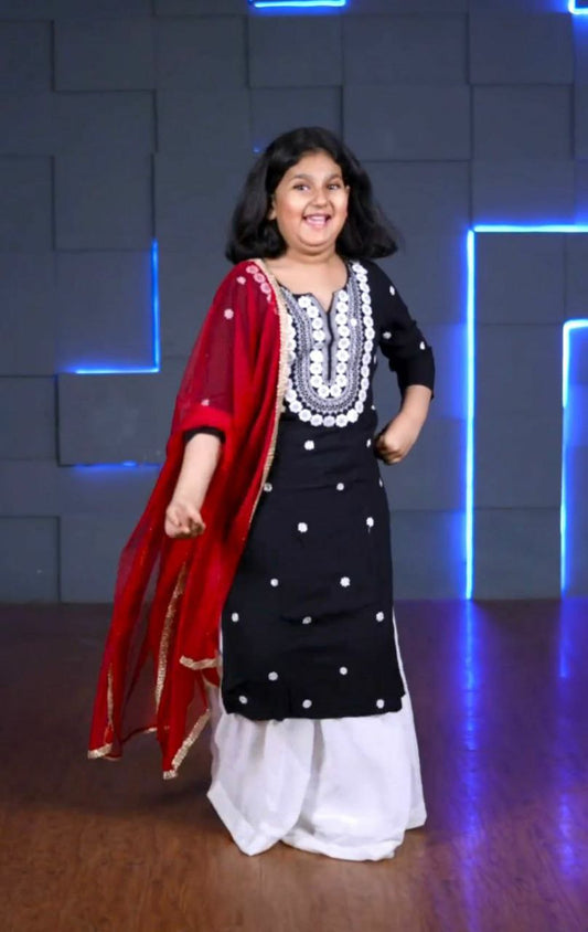 Heavy Fox Georgette With Embroidery Work Kurti For Kids