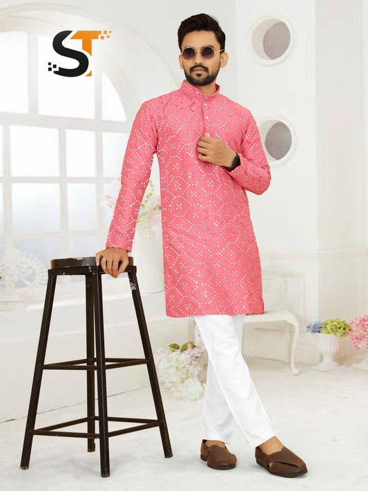 LONG MIRROR KURTA FOR MENS IN HEAVY SILK FABRIC
