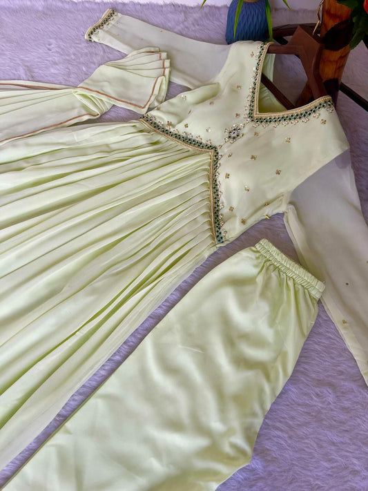 Presenting By New Party Wear Look Fox Gerorrget Gown With Dupatta , pant