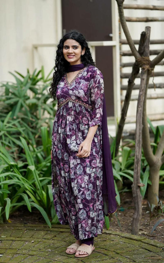 GEORGETTE FABRIC WITH SEQUENCED EMBROIDERY WORK KURTI