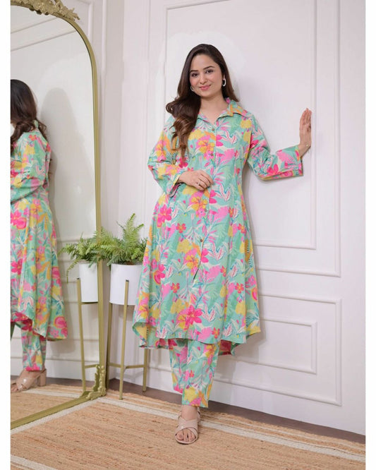 NEW DESIGNER PRINTED COTTON CO ORD SET