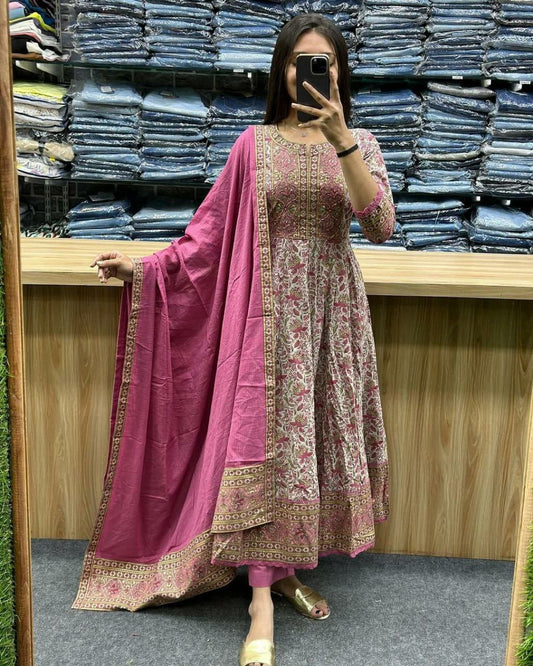BEAUTIFUL HAND WORK PINK KURTI