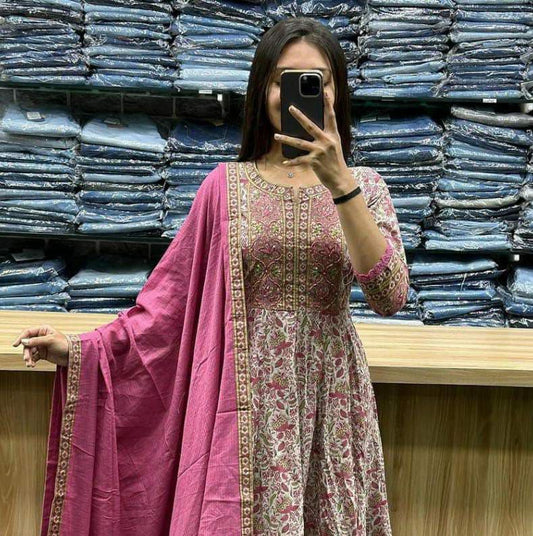 BEAUTIFUL HAND WORK PINK KURTI