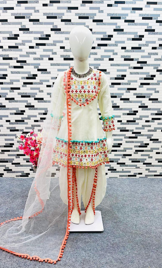 Heavy Dull Satin With Embroidery Work With Real Mirrors Work With Heavy Less