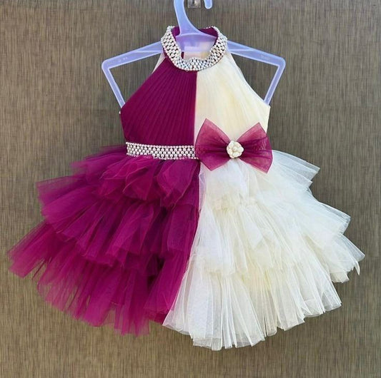 HEVY NET FULL FLARE HALF AND HALF ATTECHED TO AND HALTER FROCK