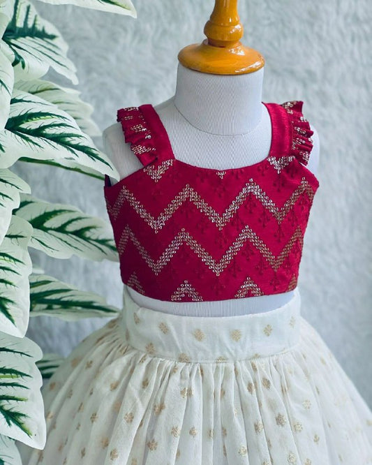 GEORGETTE SEQUENCE WORK TOP WITH BROCADE SKIRT