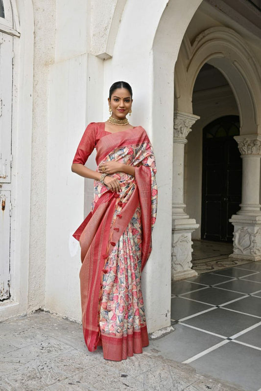 SILK SAREE WITH CONTRAST ZARI WOVEN WORK