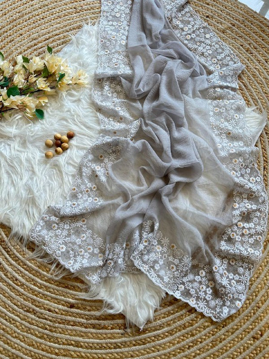 PURE CHIFFON CRUSH SAREE