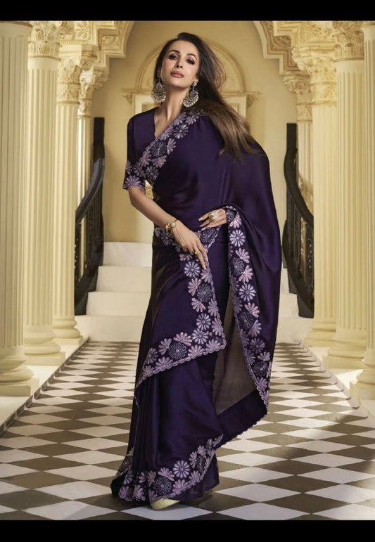 HEAVY BLOOMING RANGOLI PURPLE SAREE