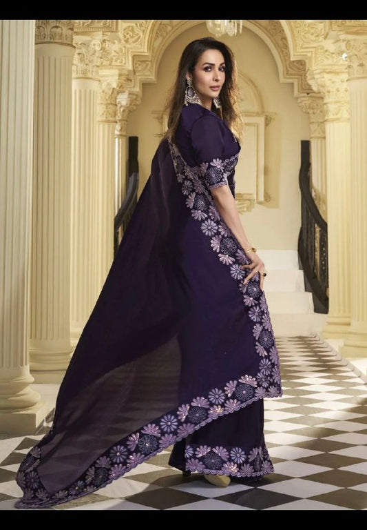 HEAVY BLOOMING RANGOLI PURPLE SAREE