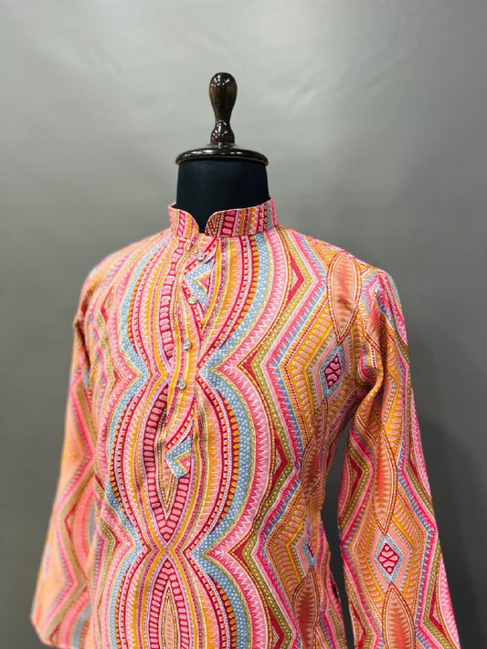 COTTON WITH HEAVY FOIL PRINT KURTA