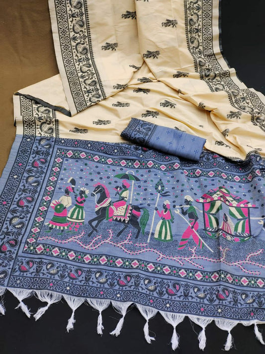 SOFT RAW SILK TWO TONE WEAVING SAREE