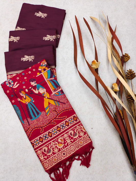 SOFT RAW SILK TWO TONE WEAVING SAREE